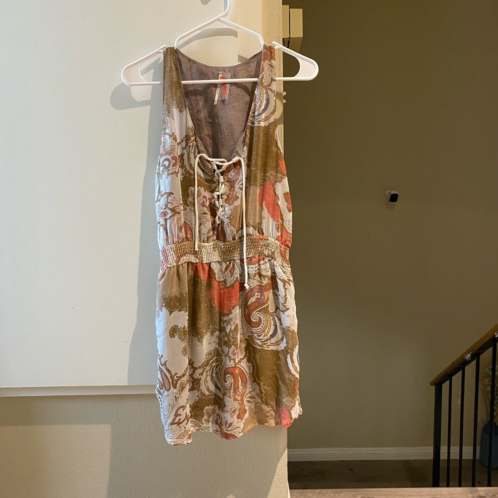Free people Bohemian Paisley Lace-Up mini Dress